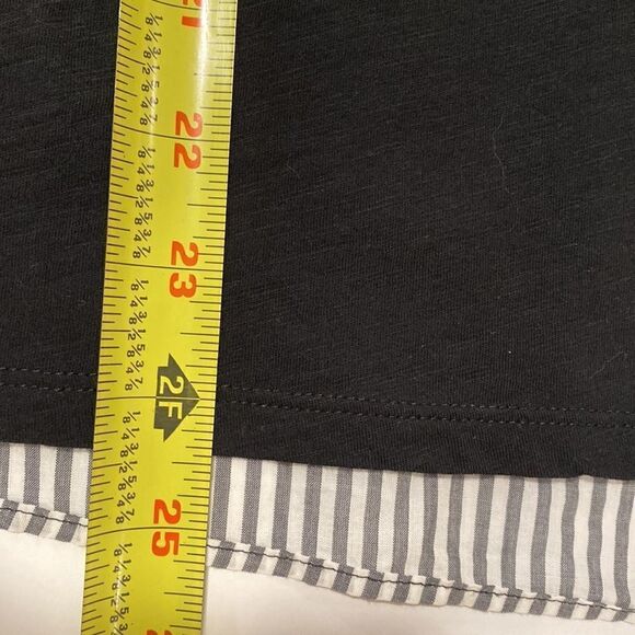 LOFT Ann Taylor 100% cotton black front striped back tank top size M - Picture 7 of 7